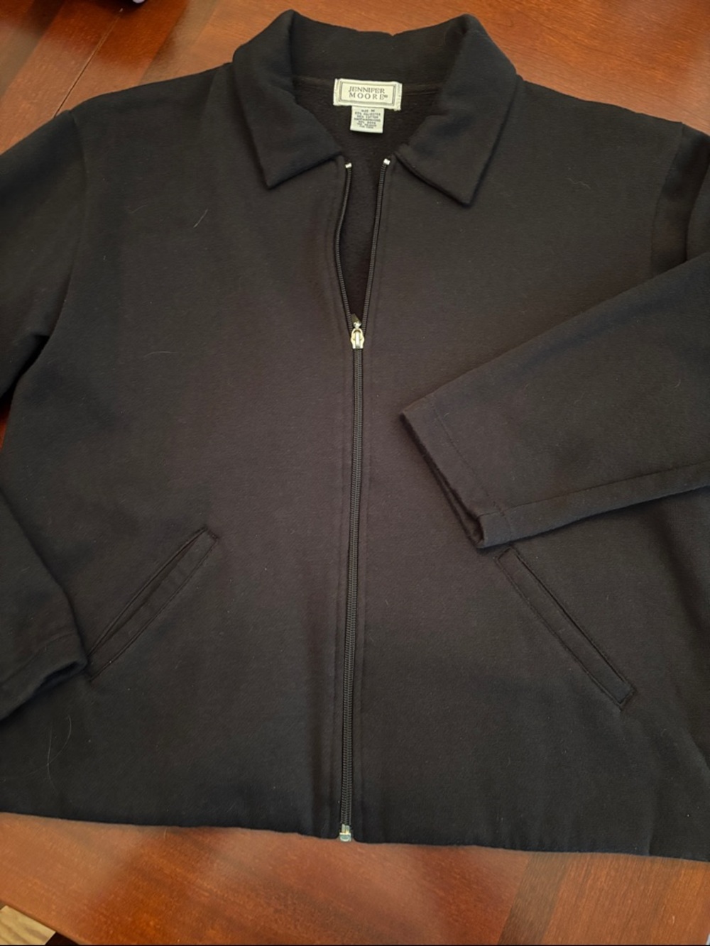 Jennifer Moore Soft Knit Black Collared Zip-Up Jacket